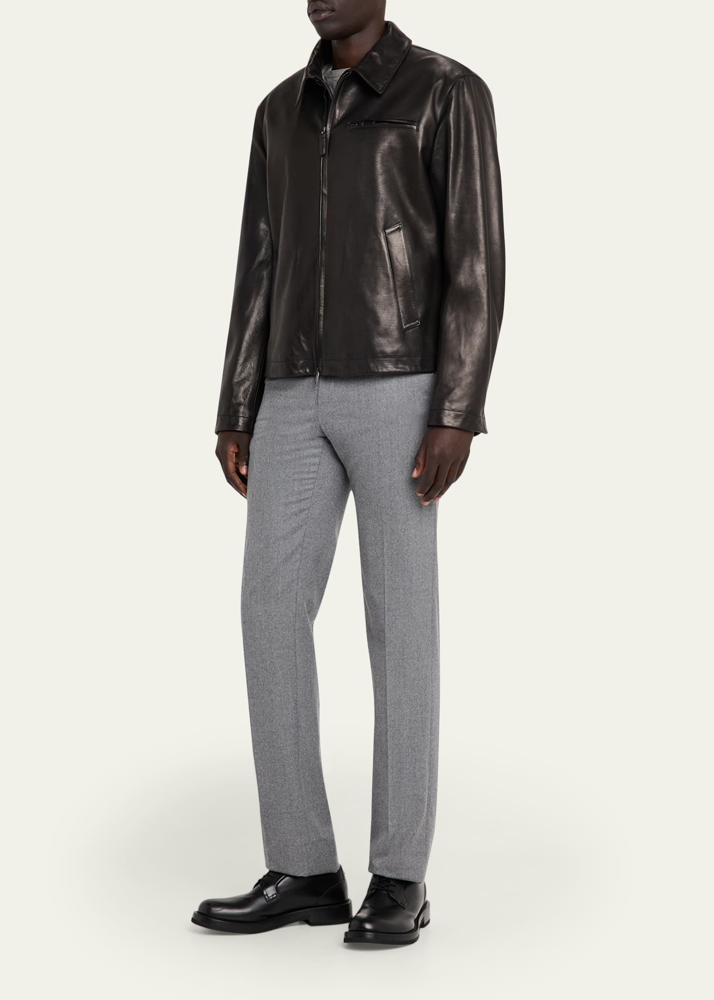 Men's Leather Moto Jacket - 2