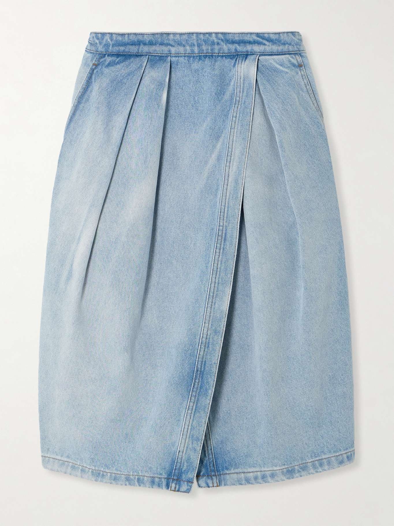 Pleated denim midi skirt - 1