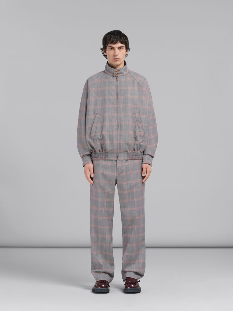 Marni ORANGE CHECKED TECH WOOL BOMBER outlook