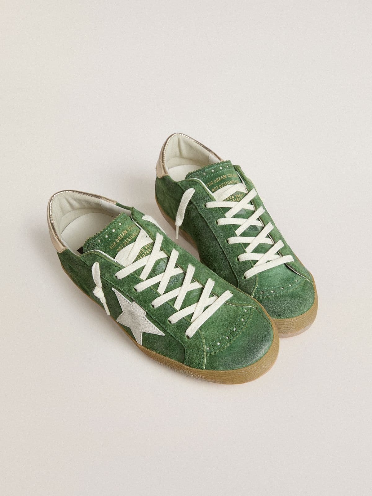 Women's Super-Star in green suede with white star - 2