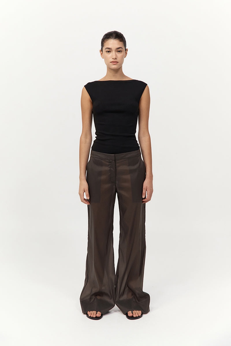 Tailored Transparent Pants - Black Olive - 2