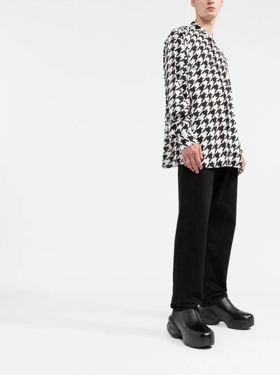 Balmain houndstooth-print collarless shirt outlook