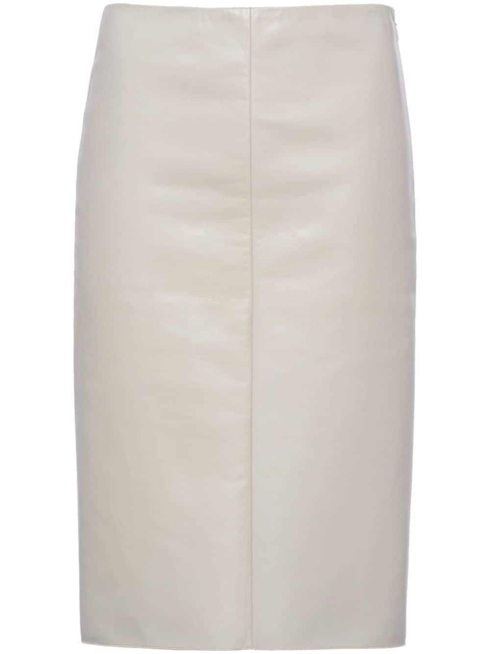 triangle-logo leather pencil skirt - 1