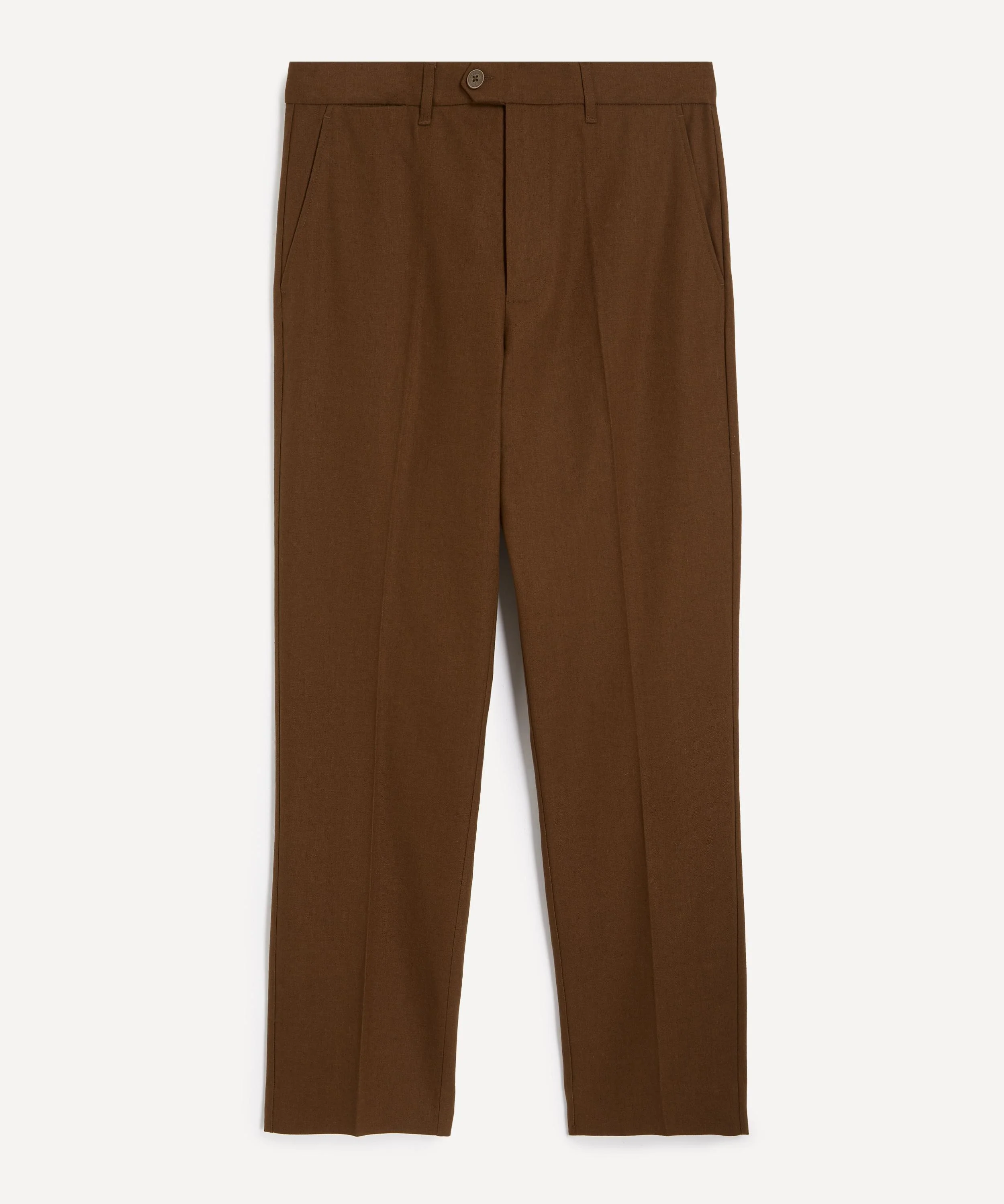 Rust Brown Tailored Linen Trousers - 1