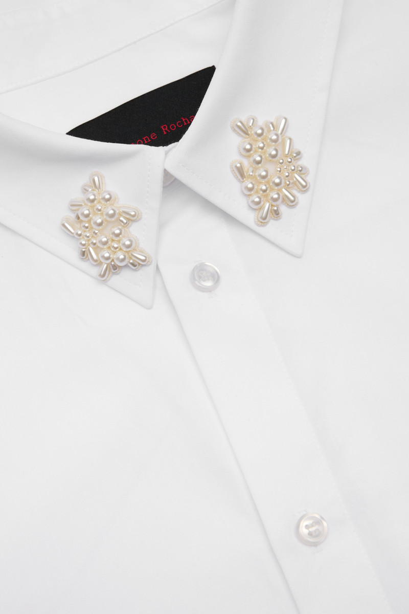 Simone Rocha Beaded Flower Cluster Classic Shirt outlook