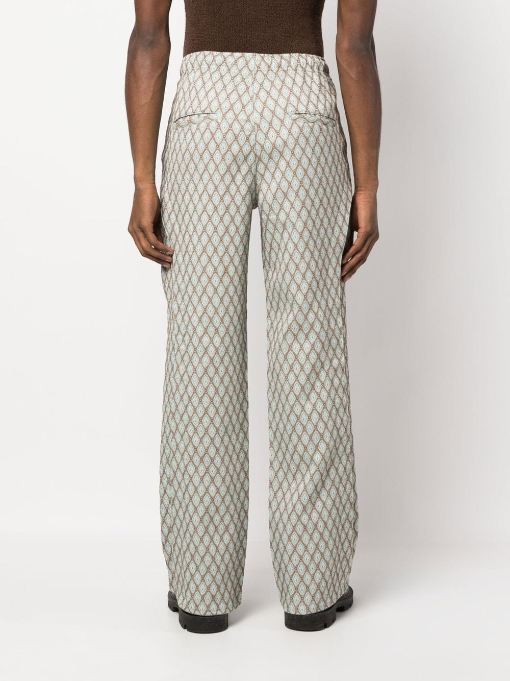 jacquard layered panel trousers - 4