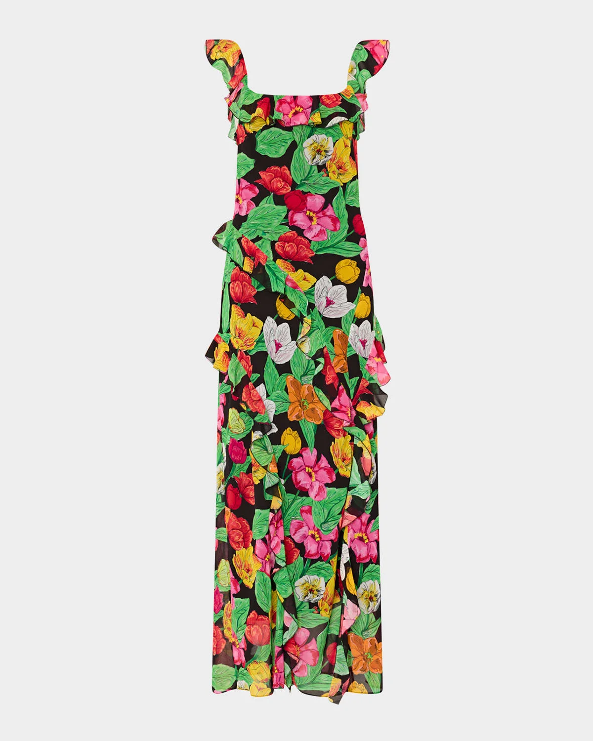 Tulip Rosette Floral-Print Ruffle Maxi Dress - 1