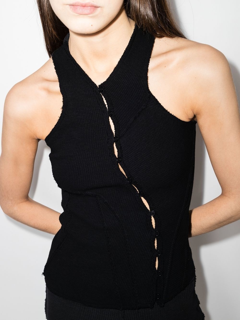 button-up asymmetric vest - 4