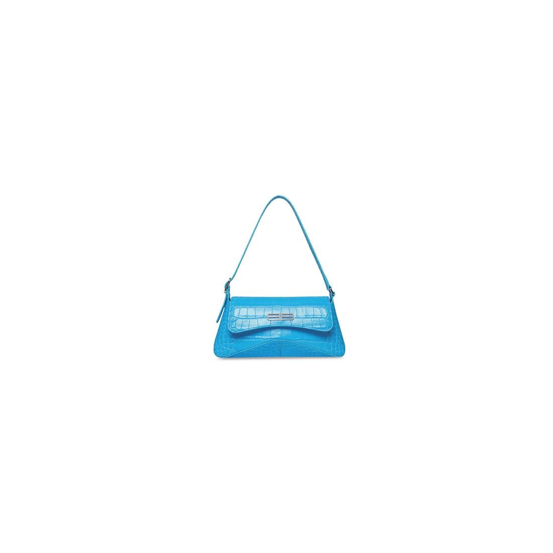 Women's Xx Small Flap Bag Crocodile Embossed in Blue - 1