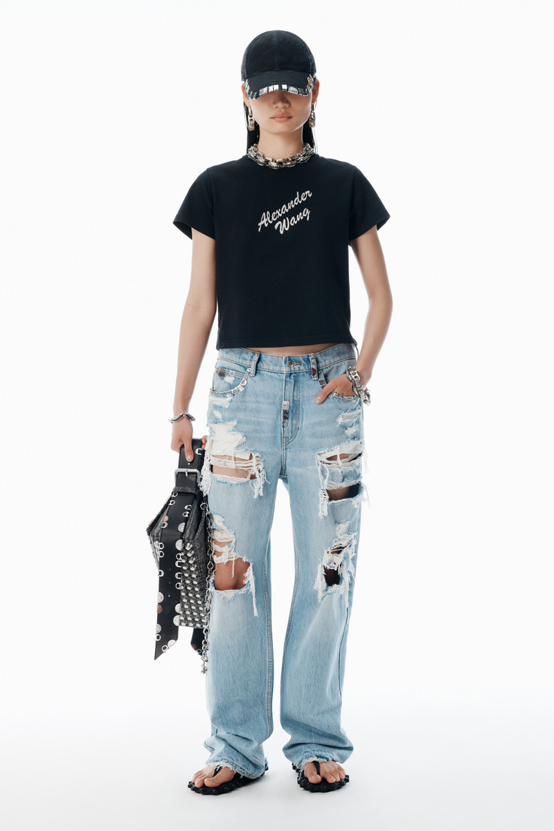 Alexander Wang Black Crystal Hotfix & Cotton Logo Tee outlook