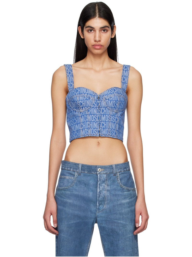 monogram-print denim corset 1