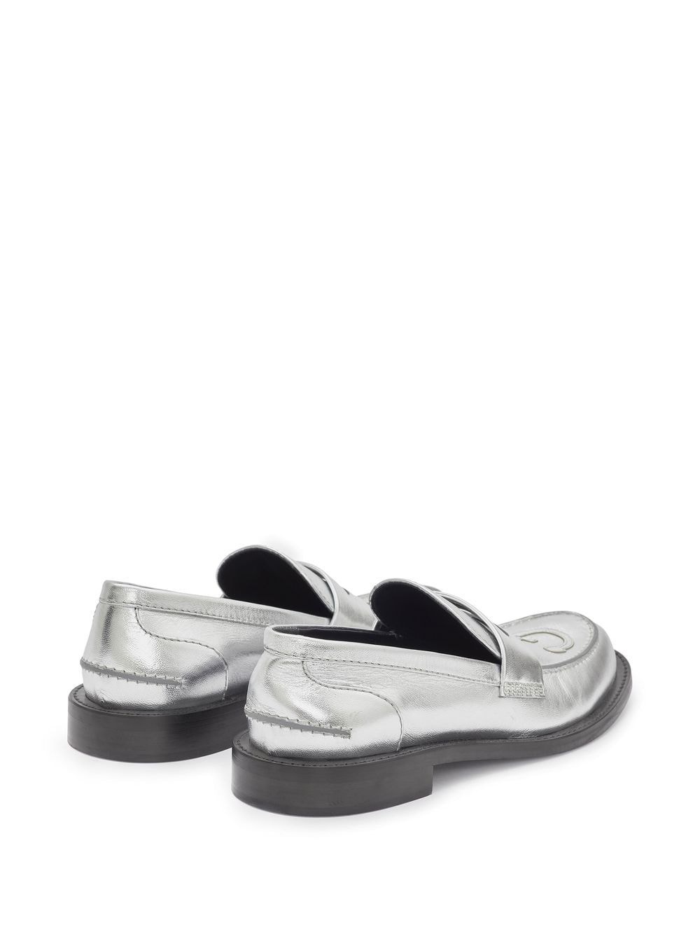 logo-patch leather moccasin loafers - 3