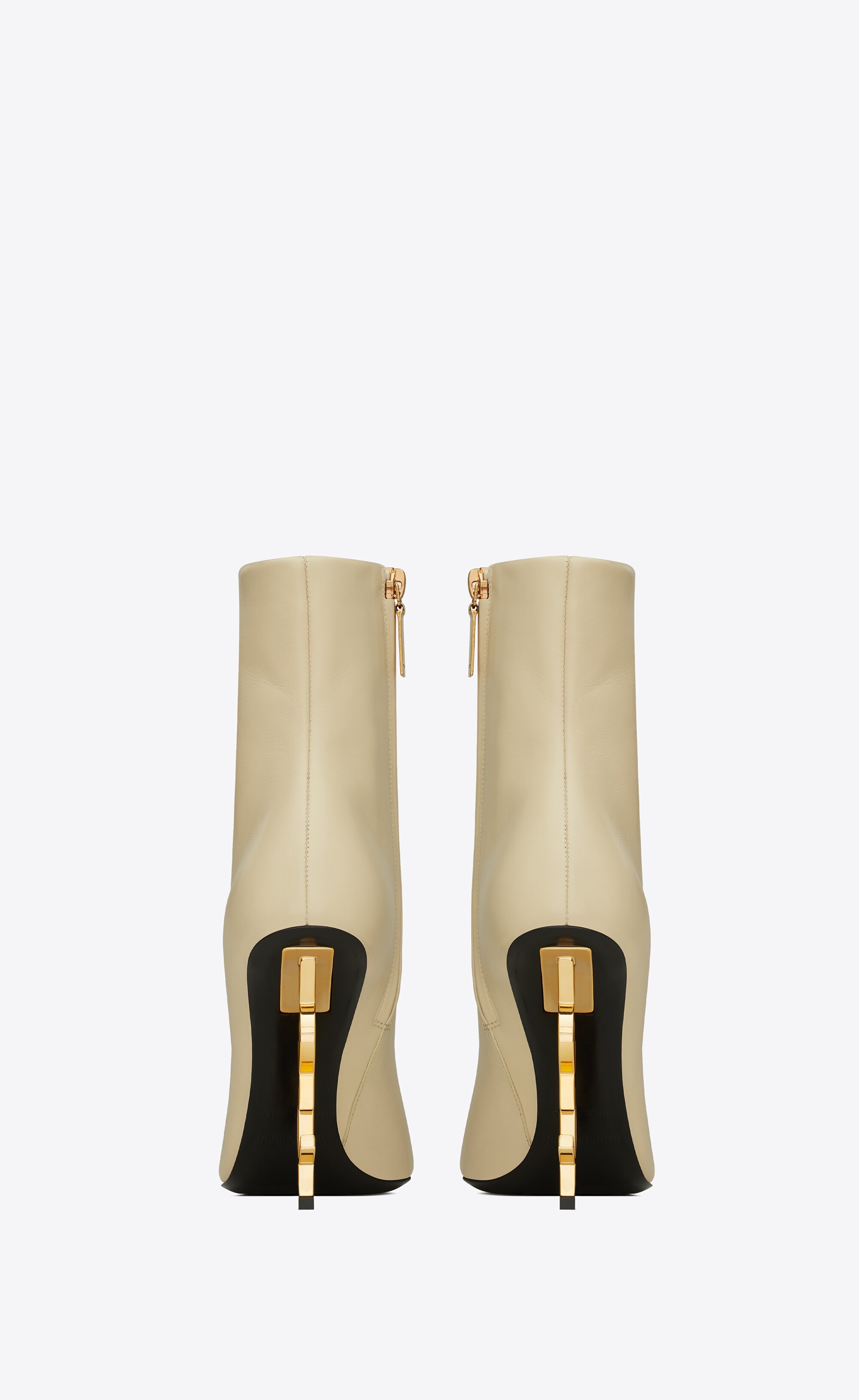 opyum ankle booties in smooth leather with a gold-tone heel - 3