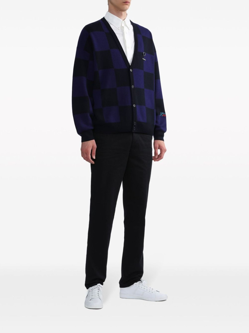 Fred Perry x Raf Simons logo-appliquÃ© checkered cotton cardigan outlook