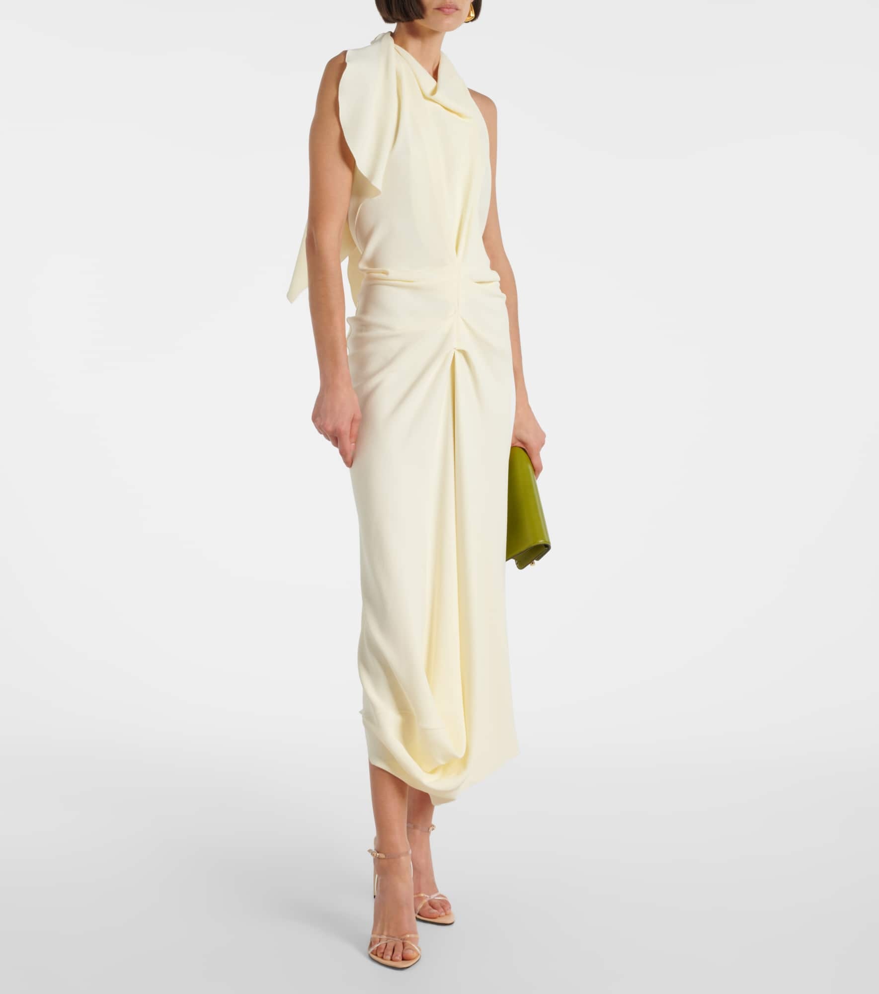 Gathered satin crepe midi dress - 2