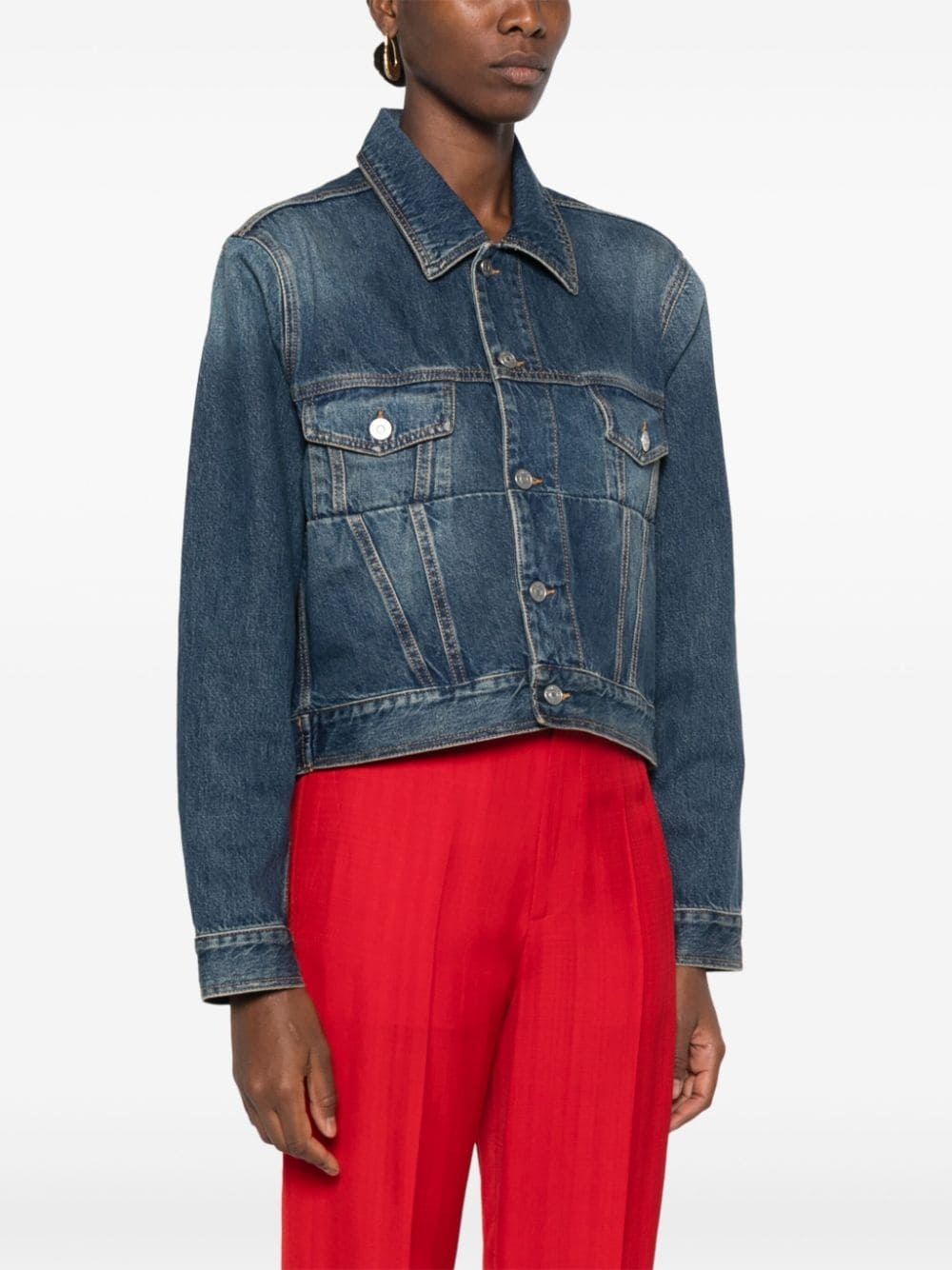 cropped denim jacket - 3