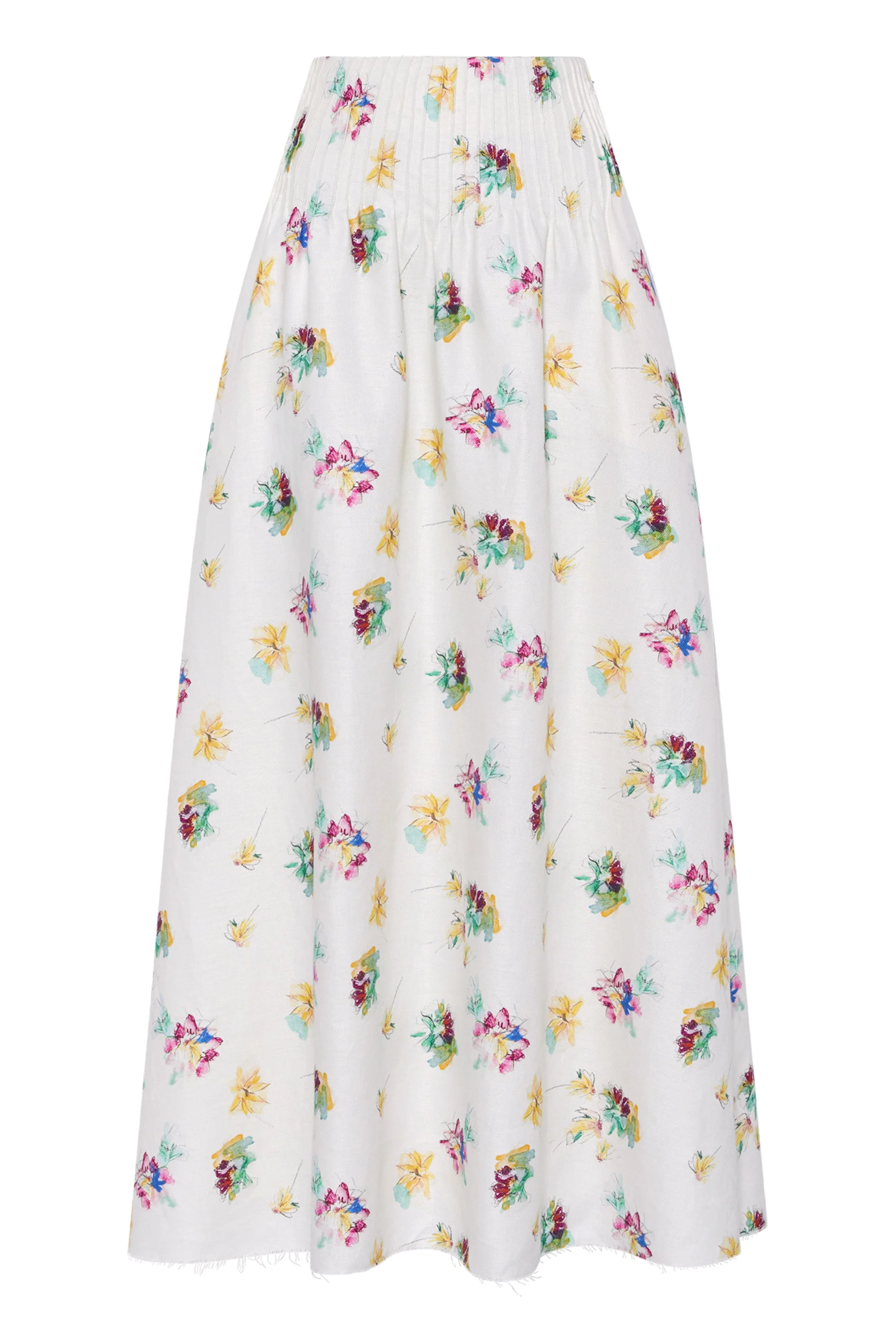 Penelope Mia's Flowers Maxi Skirt in Ivory Muli Printed Linen Twill - 1