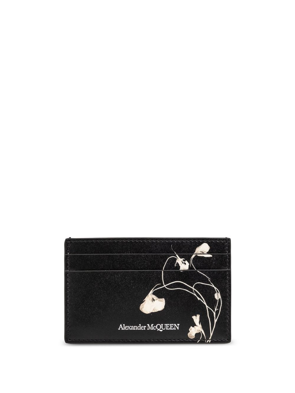 Floral-print leather card holder - 1