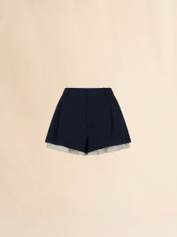 Marni DEEP BLUE WOOL SHORTS WITH VISIBLE LINING | REVERSIBLE