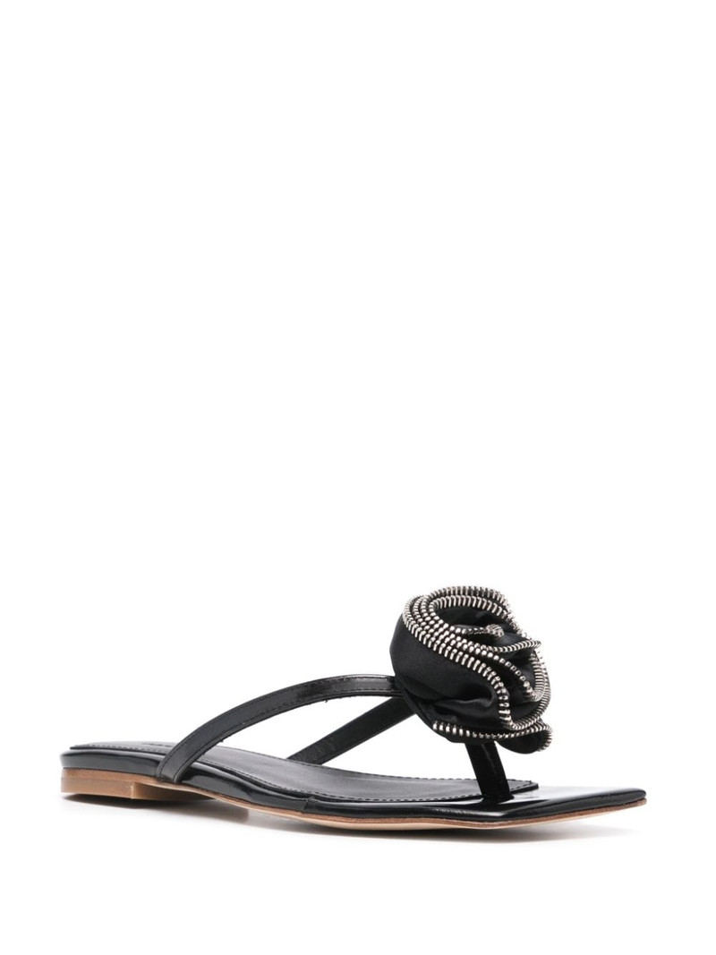 COPERNI rose-appliquÃ© leather flip flops outlook