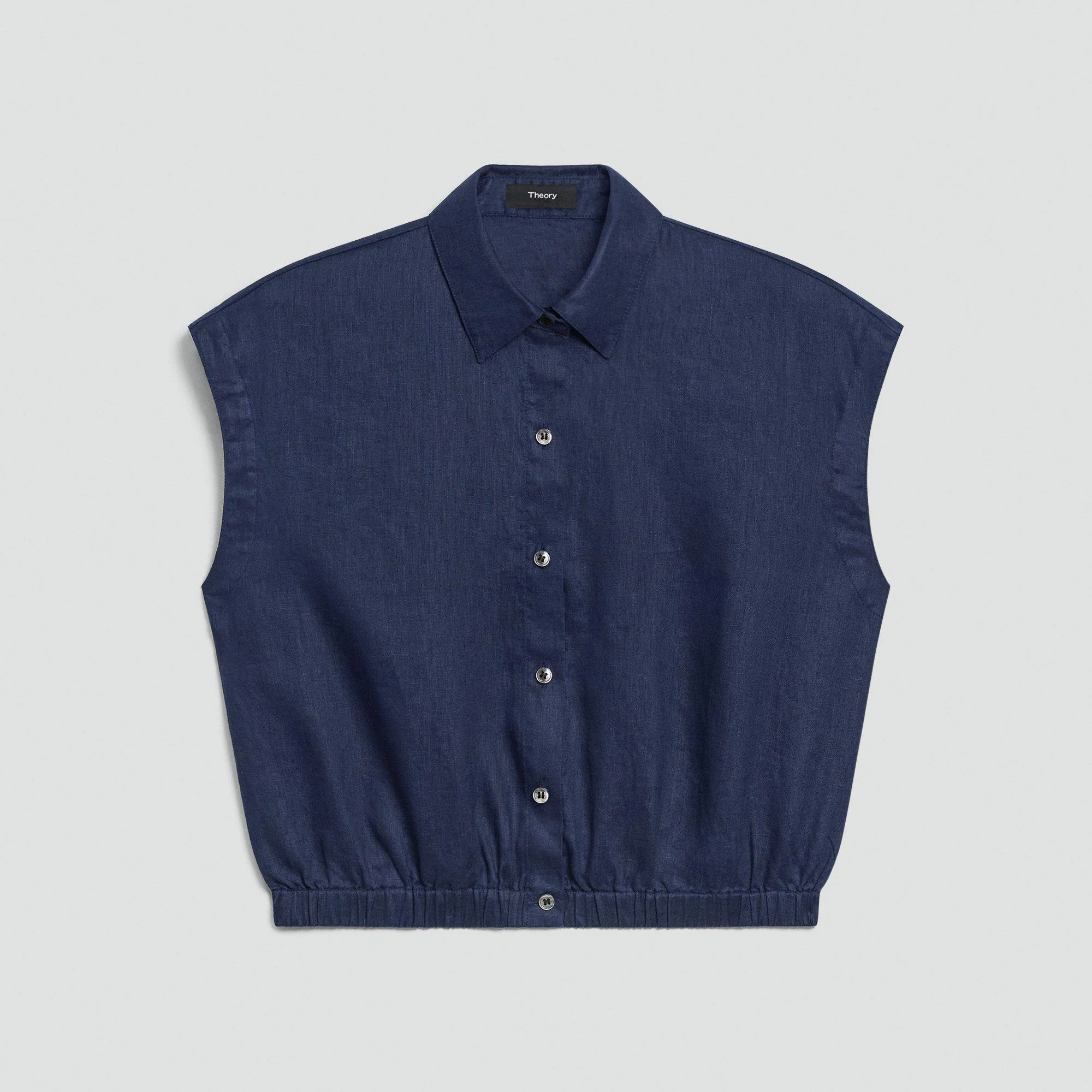 Cap-Sleeve Shirt in Relaxed Linen - 1