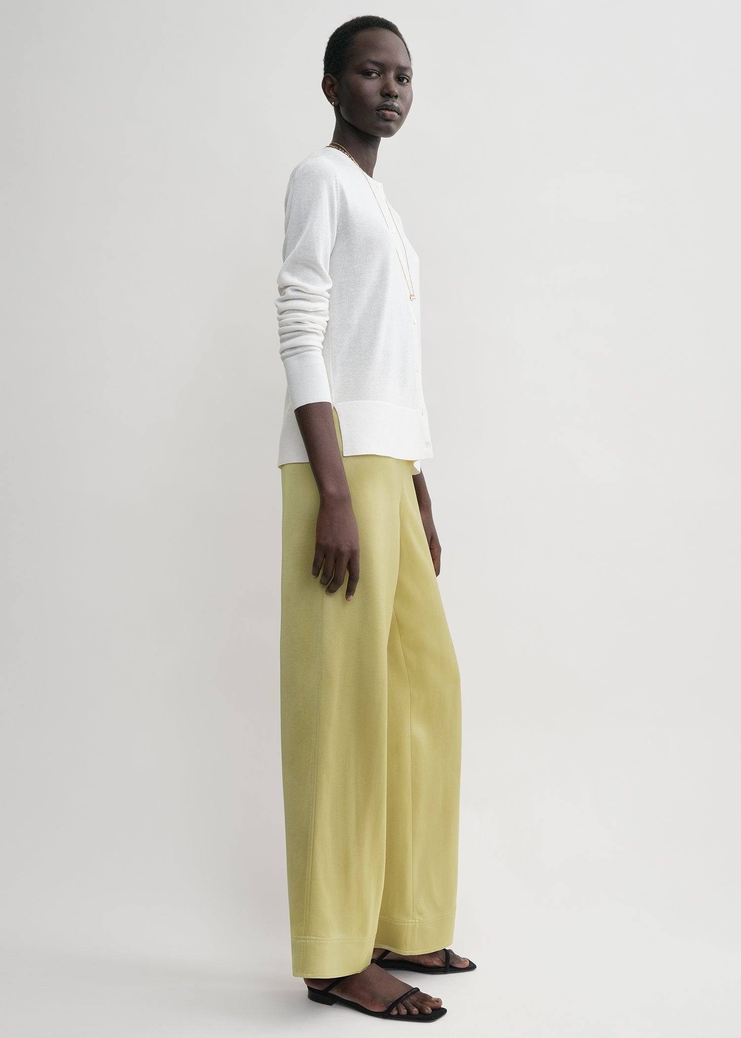 Contrast satin trousers melon - 3