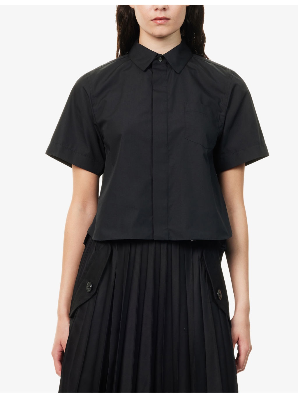 Crop Ruffled Woven Shirt - 3