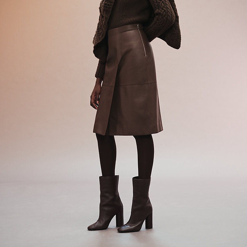 Leather skirt with wraparound effect - 3