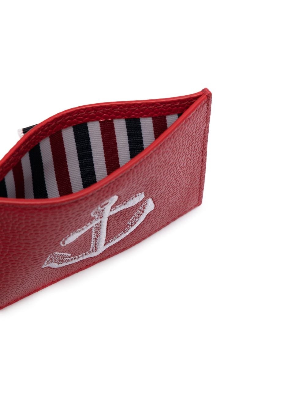anchor-embroidered leather cardholder - 3