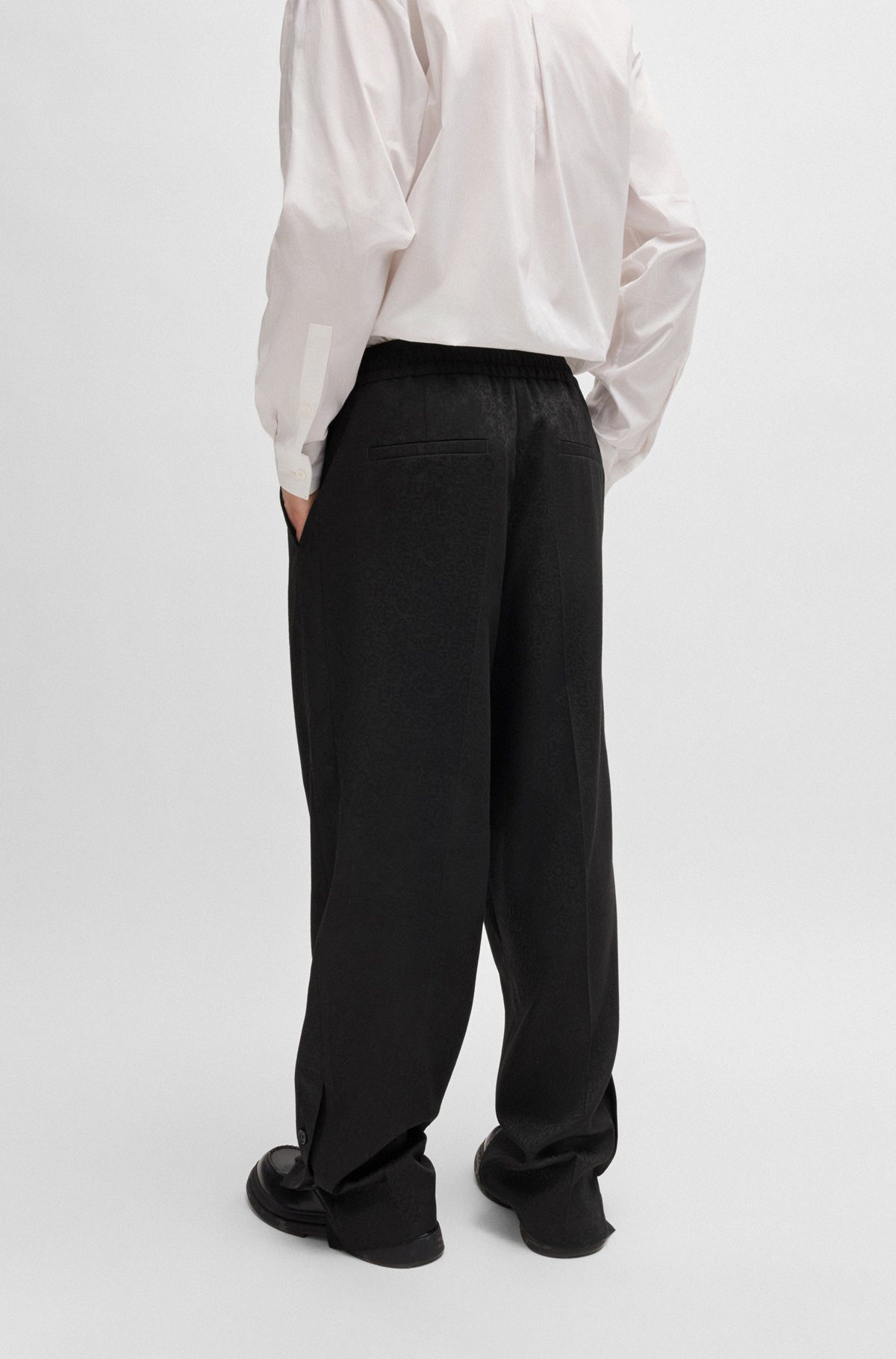 HUGO X LES BENJAMINS MODERN-FIT TROUSERS IN PATTERNED JACQUARD - 4