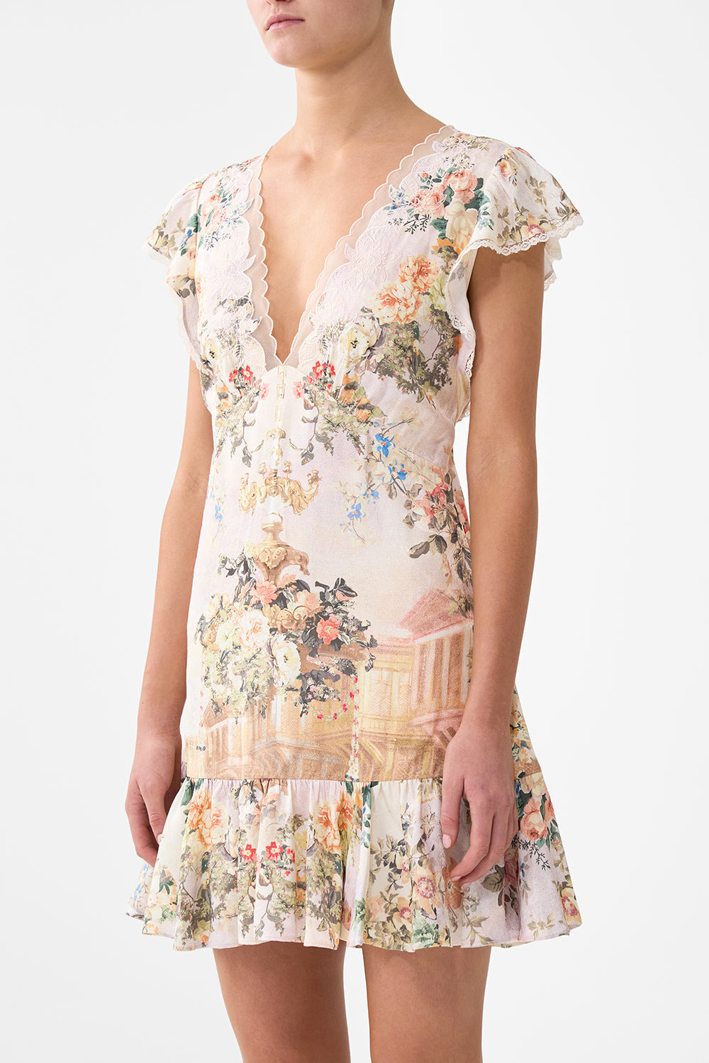 RUFFLE SLEEVE SHORT DRESS - 5