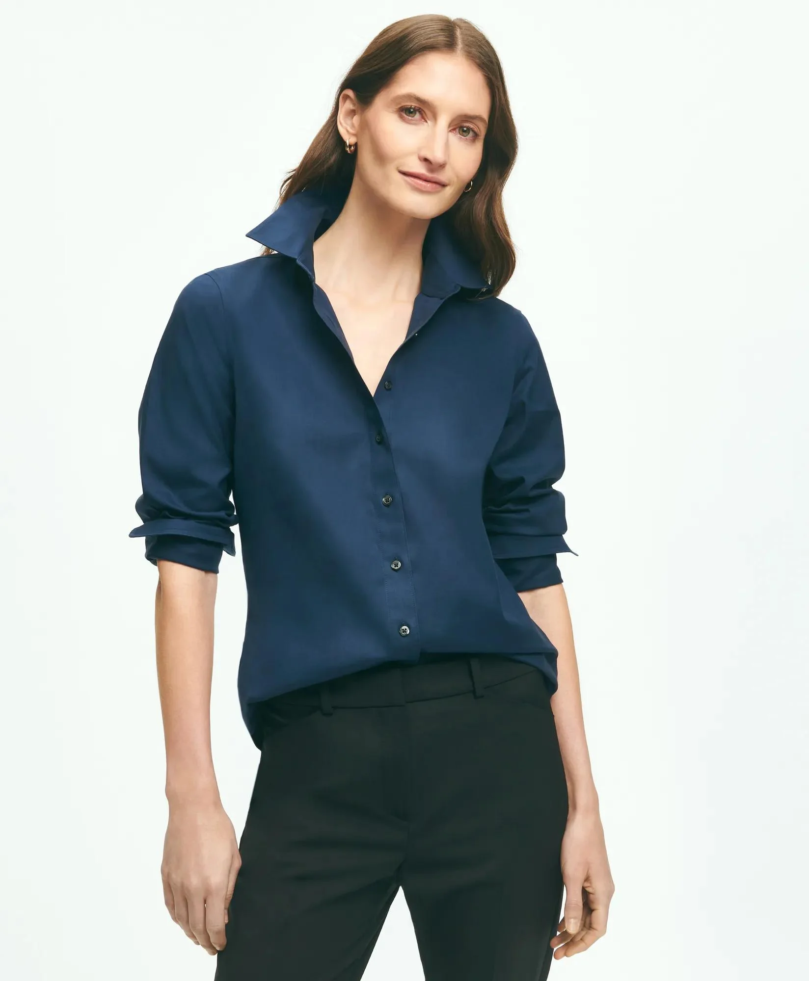 Fitted Non-Iron Stretch Supima® Cotton Dress Shirt - 1