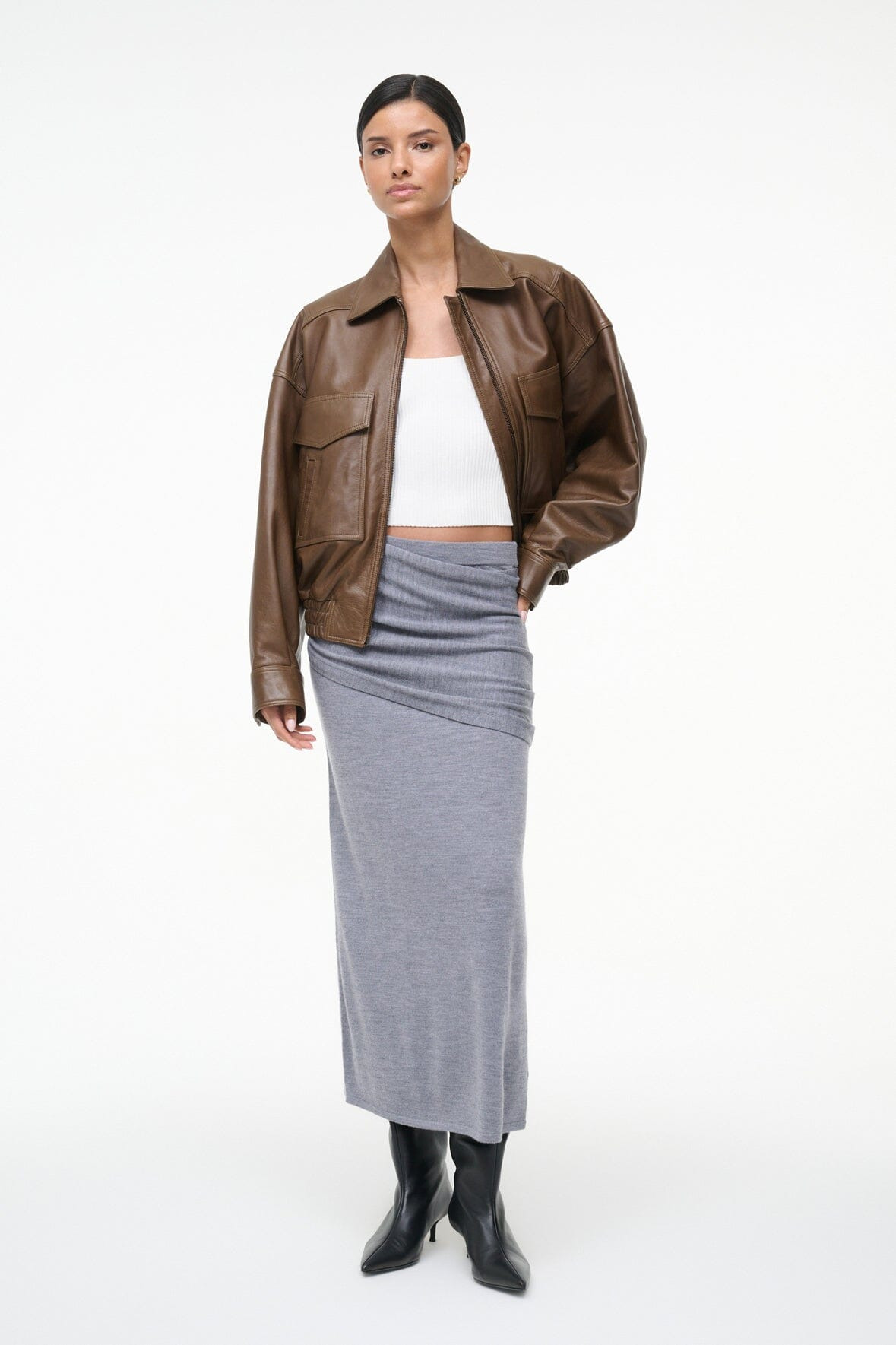STAUD WILMA SKIRT HEATHER GREY - 2