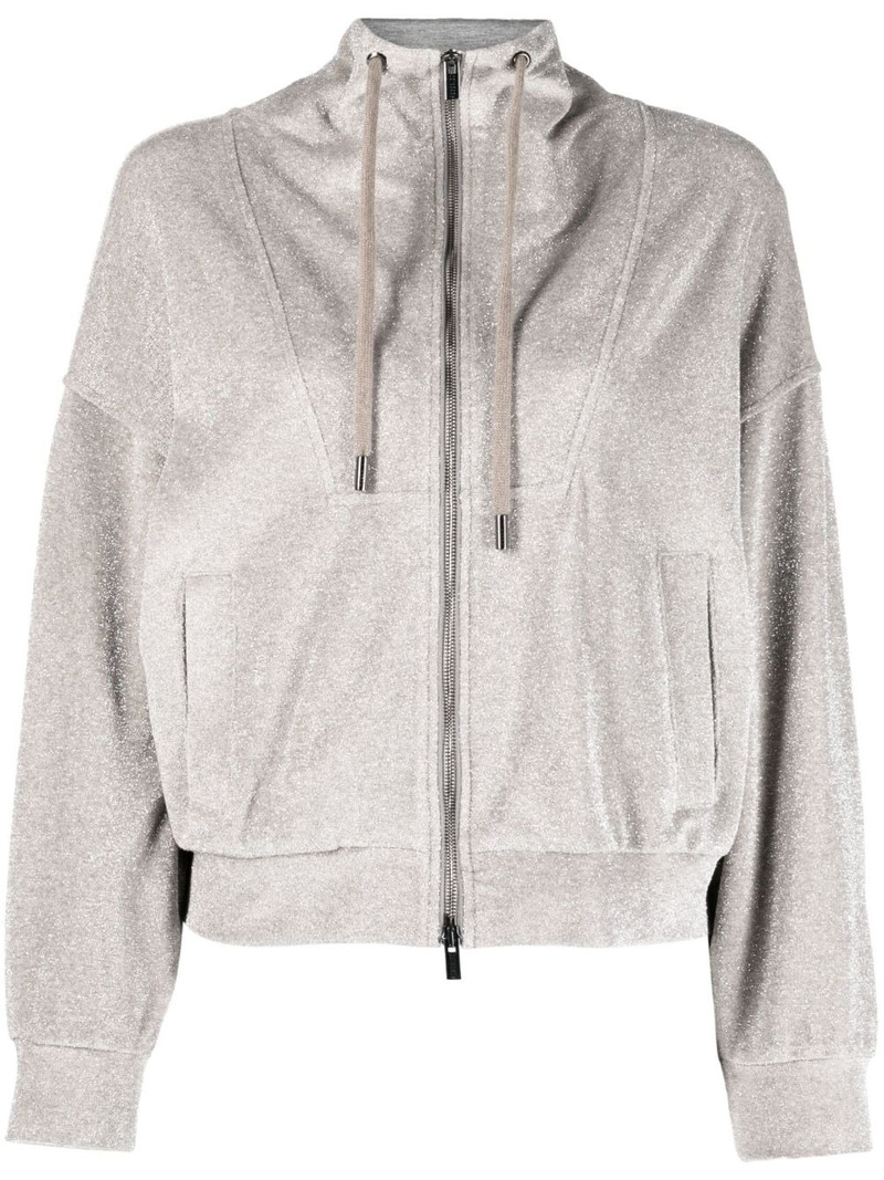 metallic hooded bomber jacket 1