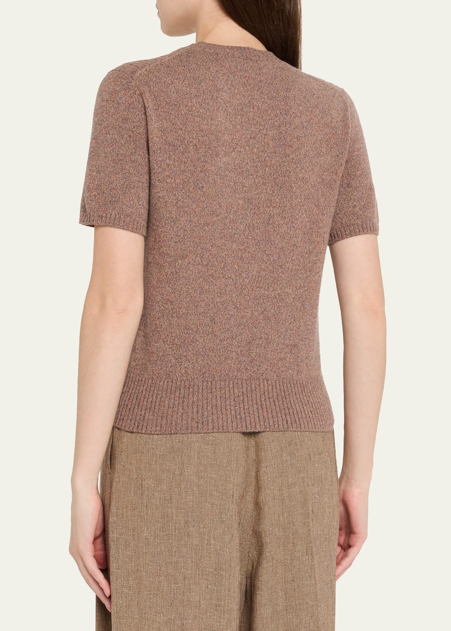 Treccia Cashmere Short-Sleeve Sweater - 3