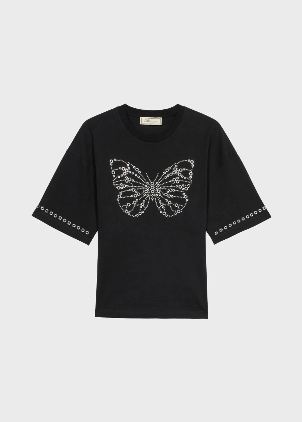 T-SHIRT WITH EMBROIDERED BUTTERFLY IN STUDS AND EYELETS - 1
