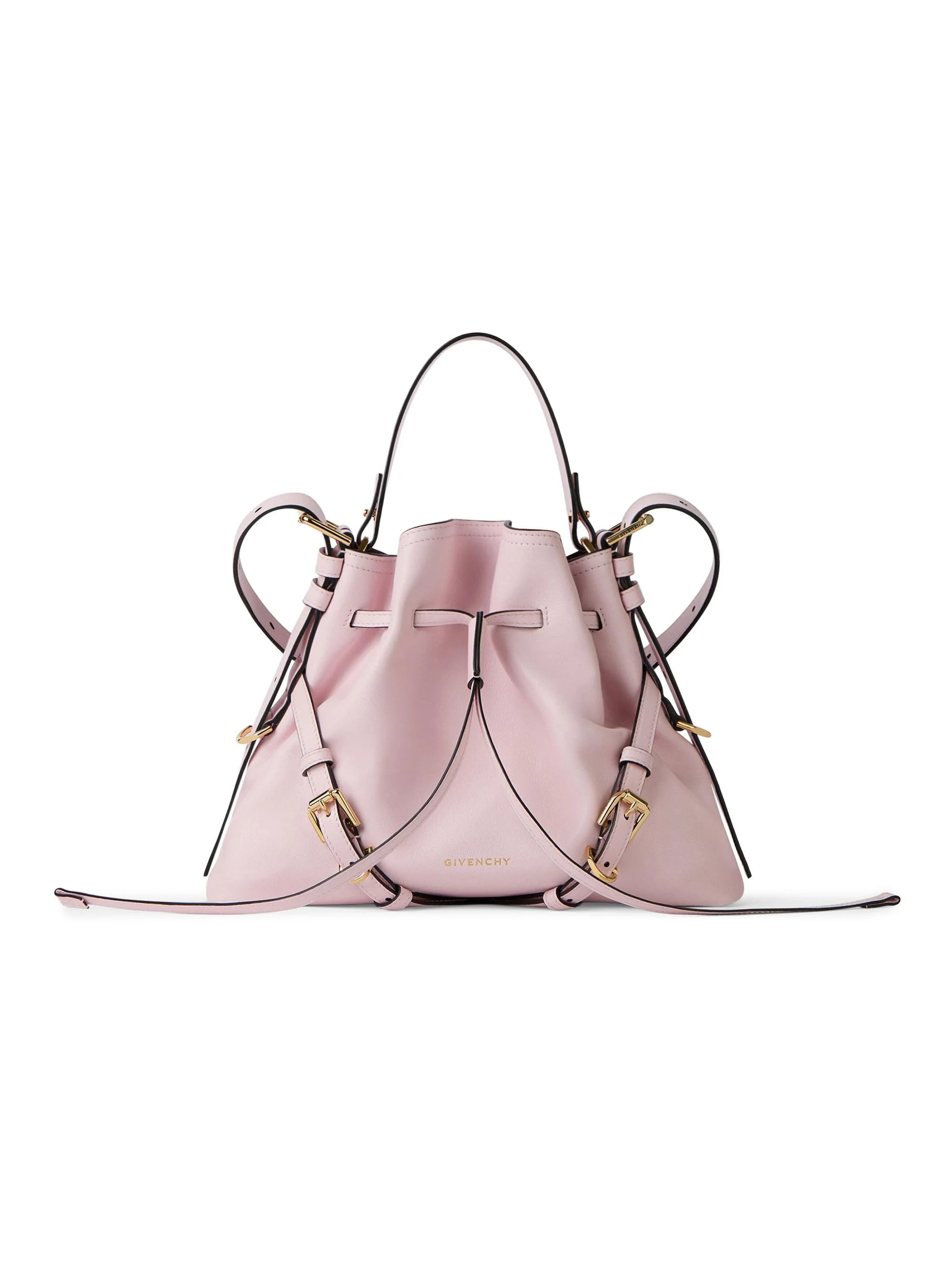 Women's Small Voyou Bucket Bag in Shiny Leather - Light Pink - 1