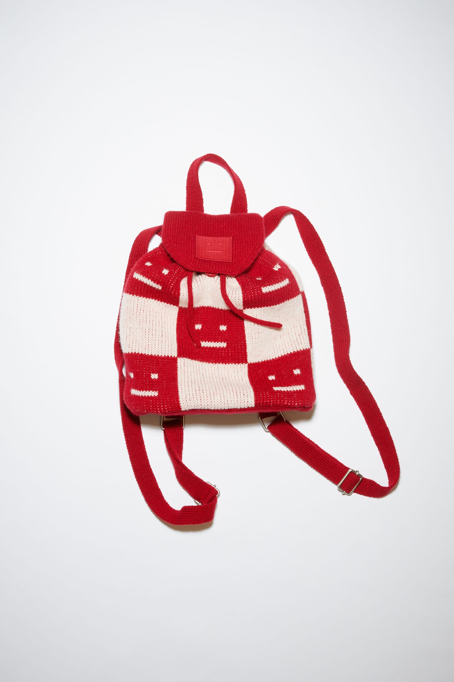 Knitted Face backpack - Deep red/faded pink melange - 1