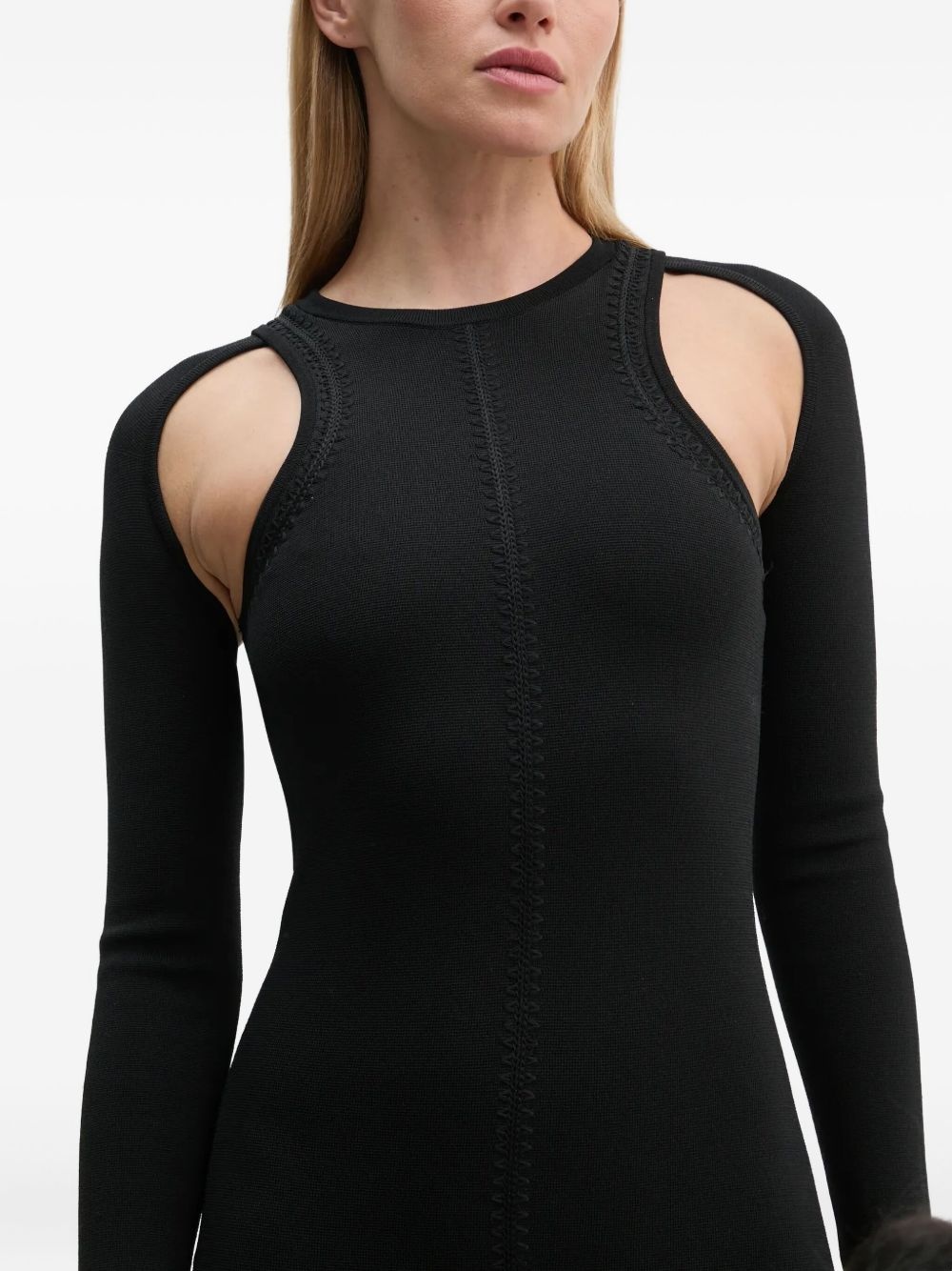 cut-out long-sleeved dress - 5