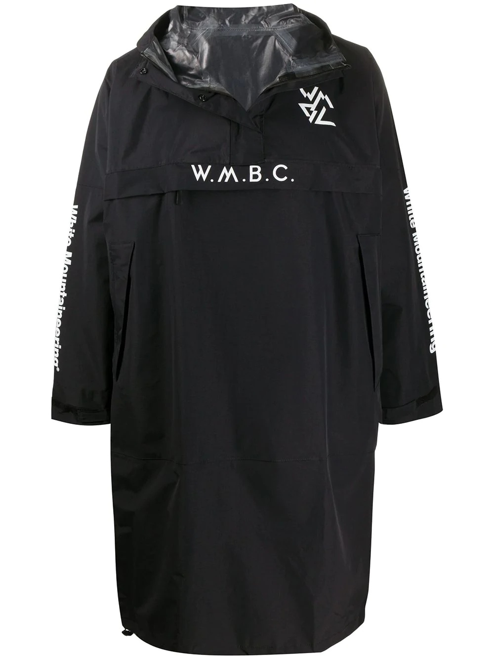 long-length logo print parka jacket - 1