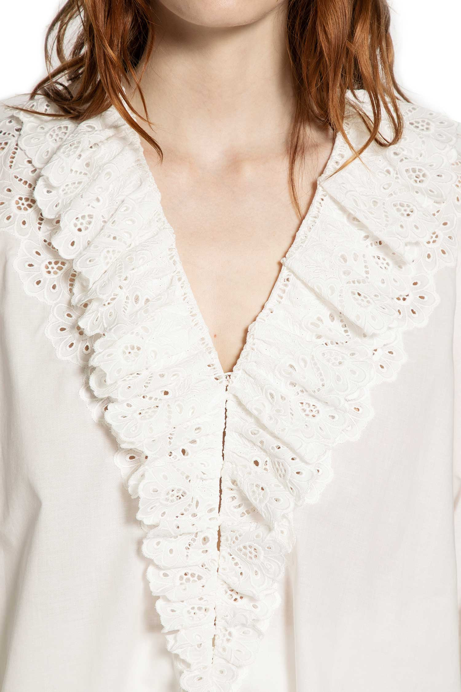 Puff Sleeve V-neck Top In Cotton Voile - 5