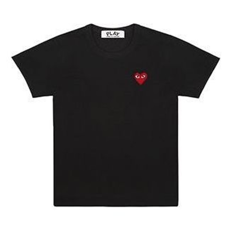 COMME des GARCONS 플레이 기본 T-셔츠 빨간 Emblem '검정' P1T108-1 - 1