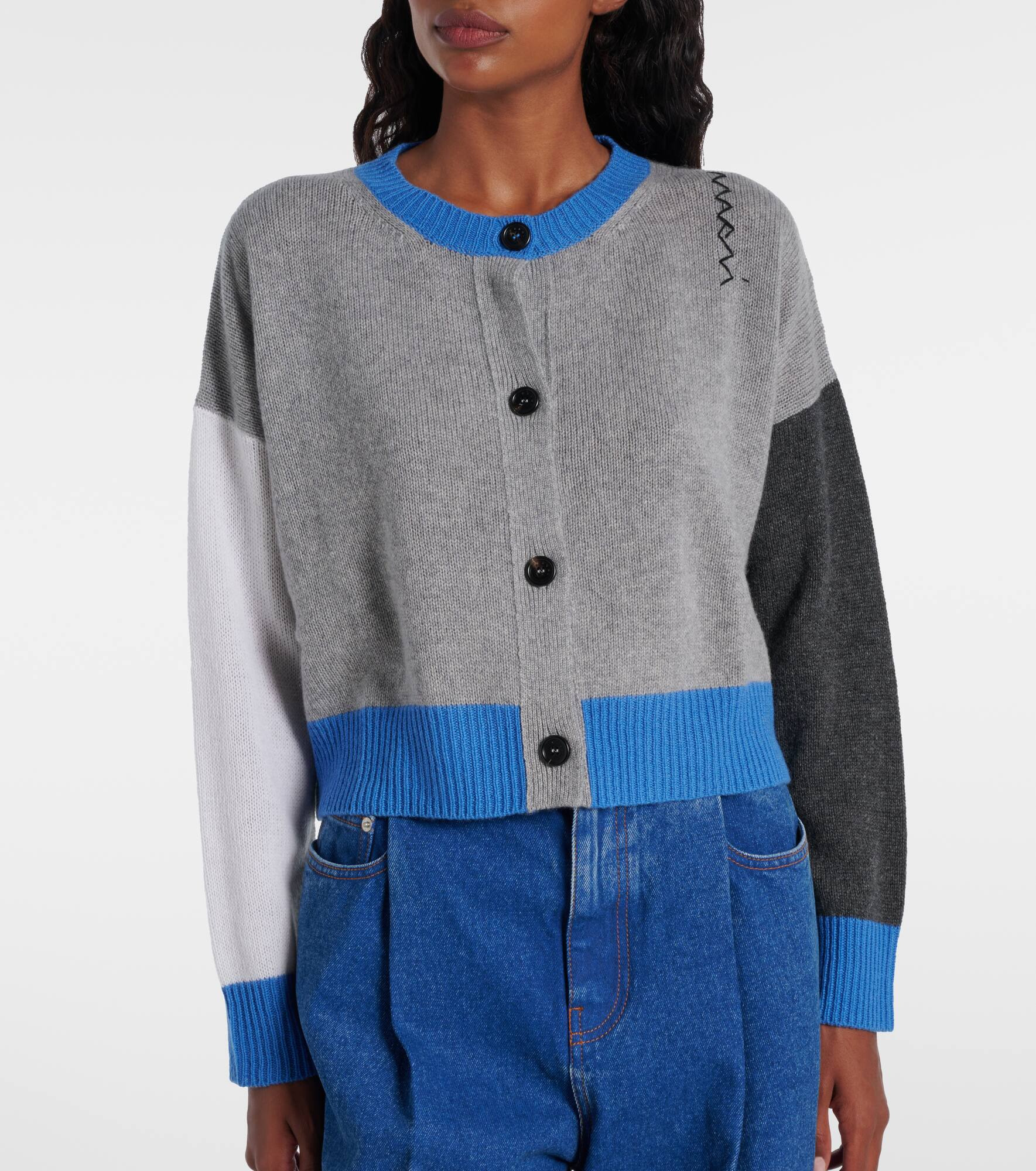 Colorblocked cashmere cardigan - 6