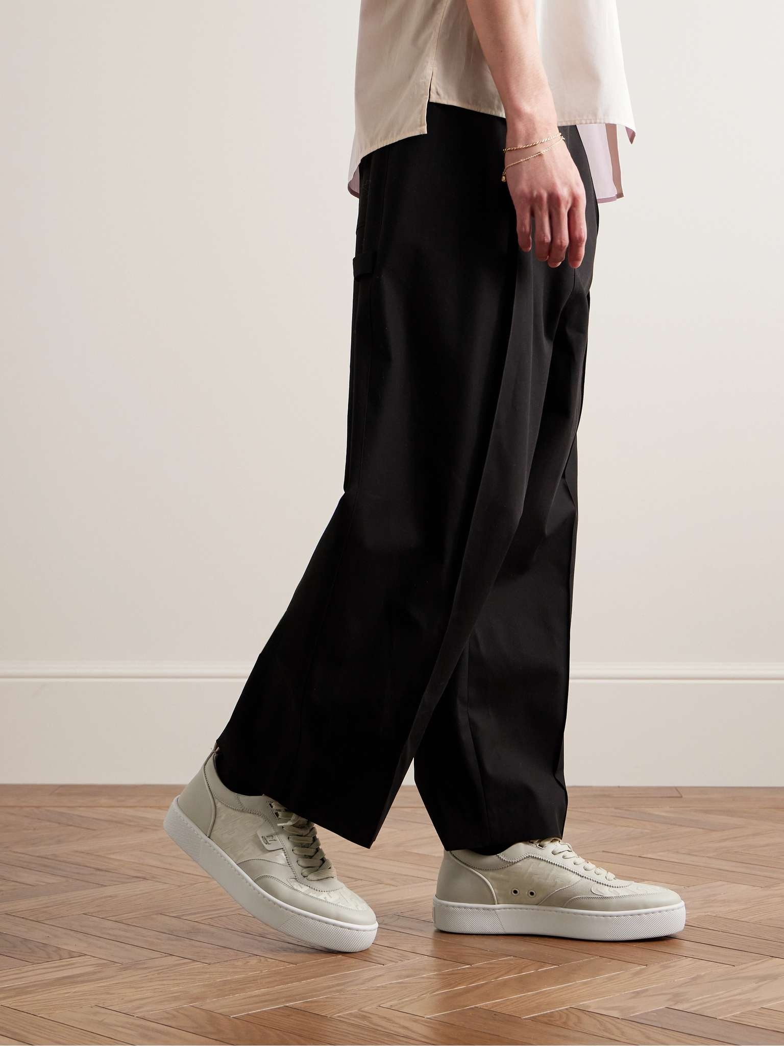 Happyrui Suede-Trimmed Leather and Canvas-Jacquard Sneakers - 2