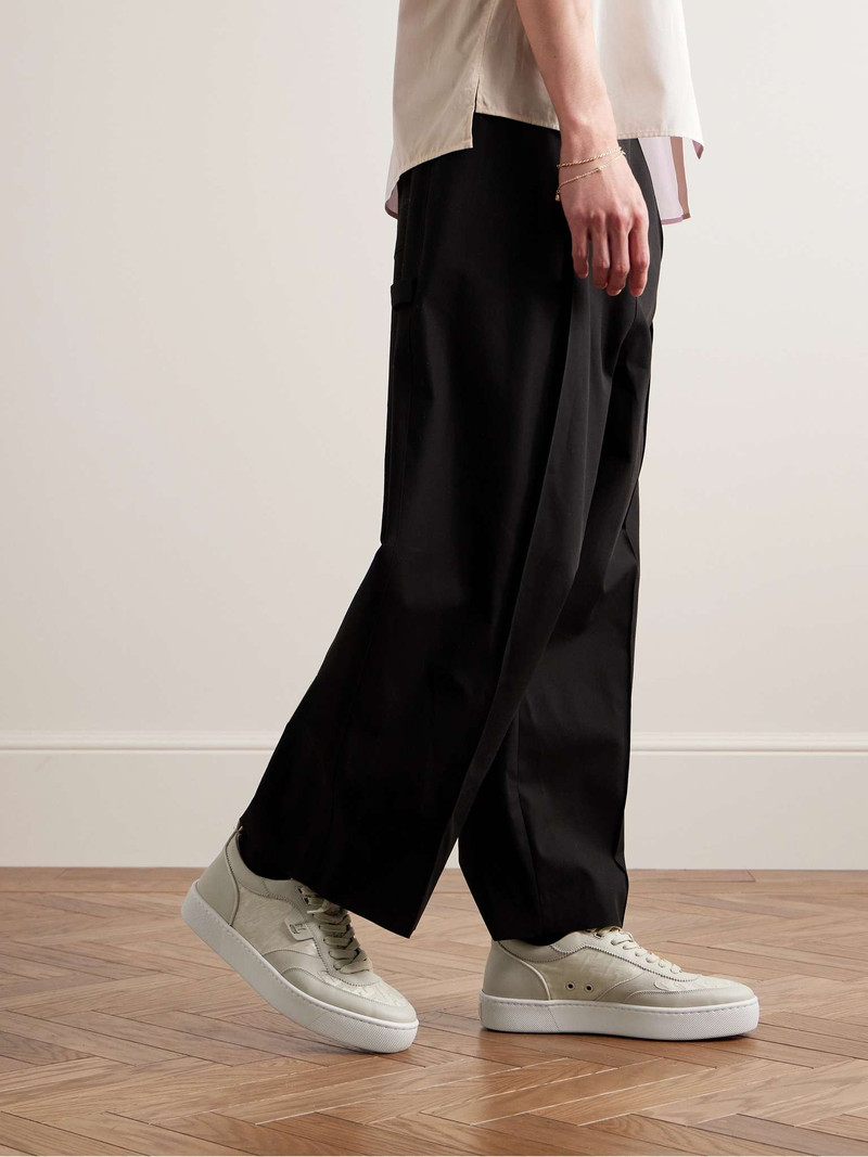 Christian Louboutin Happyrui Suede-Trimmed Leather and Canvas-Jacquard Sneakers outlook