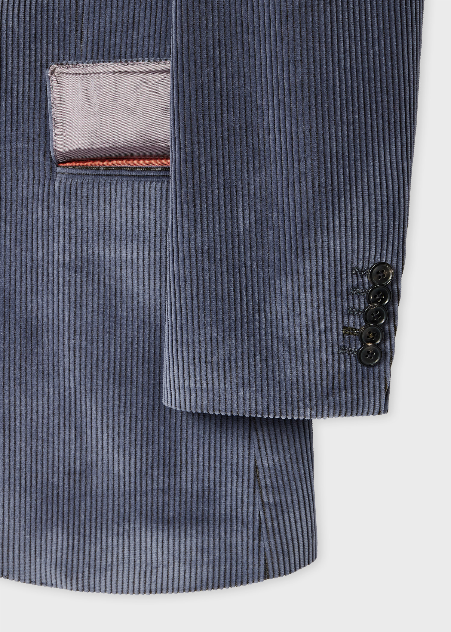 Soft Blue Two-Tone Corduroy Blazer - 3