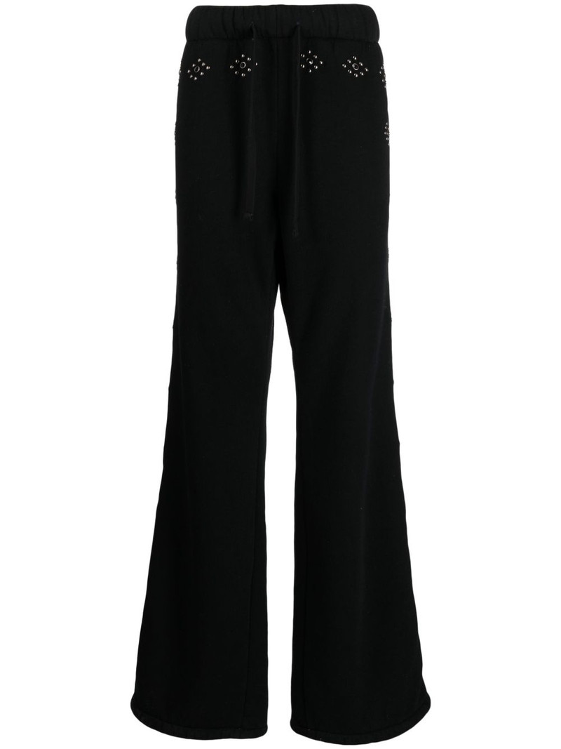 bead-embellished Western-style track pants 1