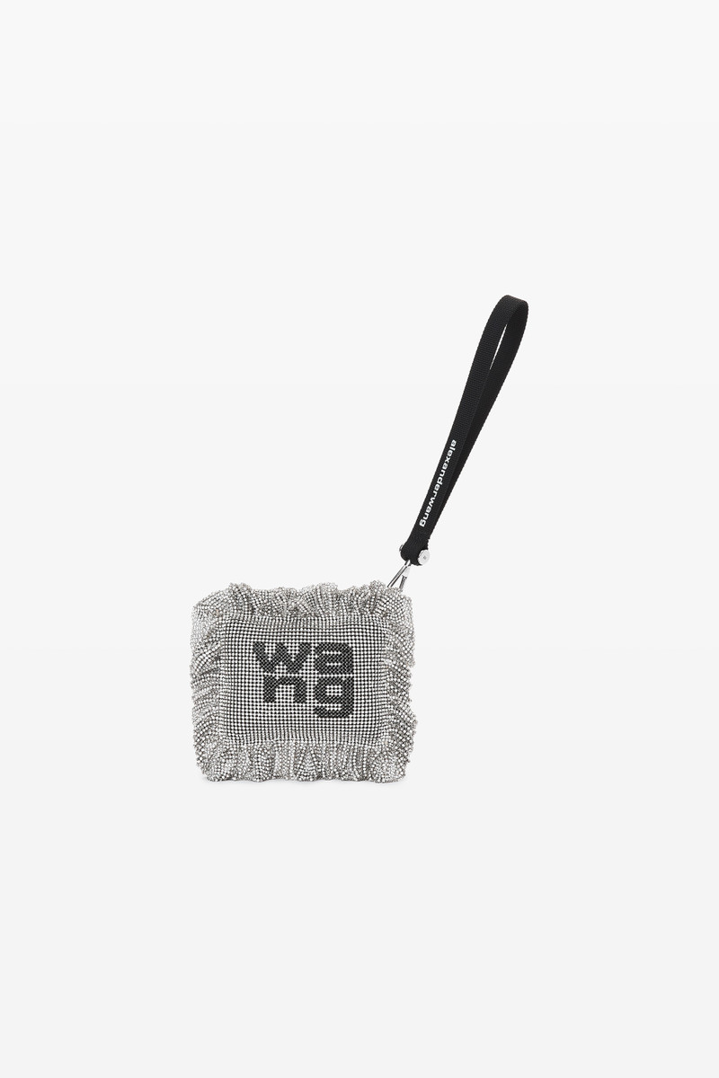 pillow wristlet in crystal mesh 1