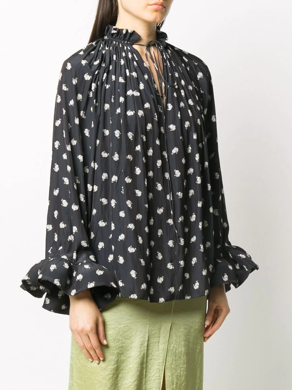 printed frill sleeve blouse - 3