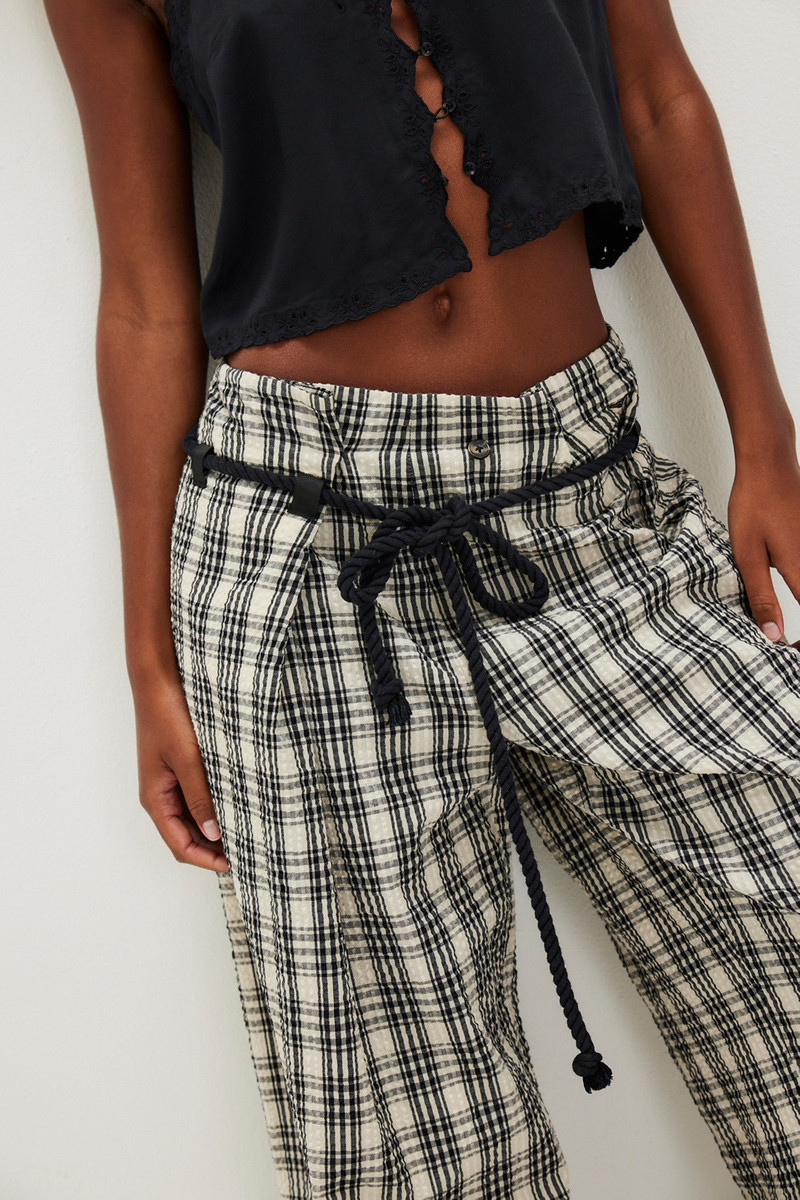 Dimes Tie Plaid Wide-Leg Trousers 3
